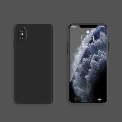 For iPhone X / XS Solid Color Imitation Liquid Silicone Straight Edge Dropproof Full Coverage Protective Case(Black) - More iPhone Cases by buy2fix | Online Shopping UK | buy2fix