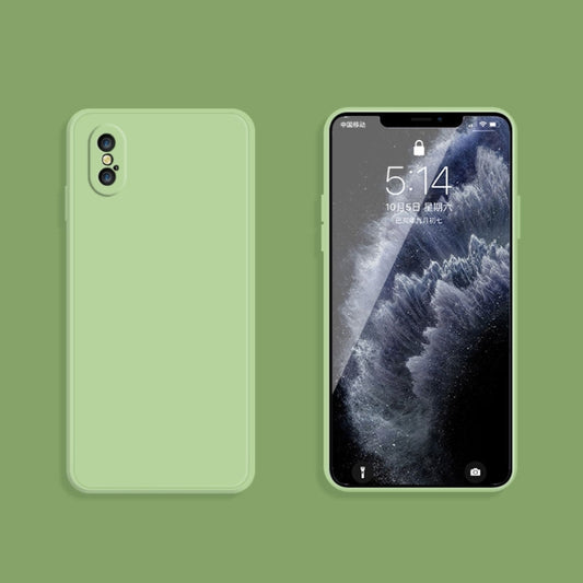 For iPhone X / XS Solid Color Imitation Liquid Silicone Straight Edge Dropproof Full Coverage Protective Case(Matcha Green) - More iPhone Cases by buy2fix | Online Shopping UK | buy2fix