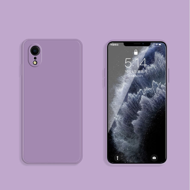 For iPhone XR Solid Color Imitation Liquid Silicone Straight Edge Dropproof Full Coverage Protective Case(Purple) - More iPhone Cases by buy2fix | Online Shopping UK | buy2fix