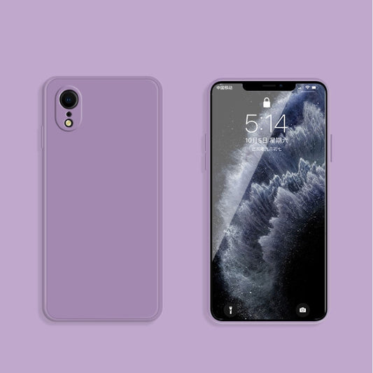 For iPhone XR Solid Color Imitation Liquid Silicone Straight Edge Dropproof Full Coverage Protective Case(Purple) - More iPhone Cases by buy2fix | Online Shopping UK | buy2fix