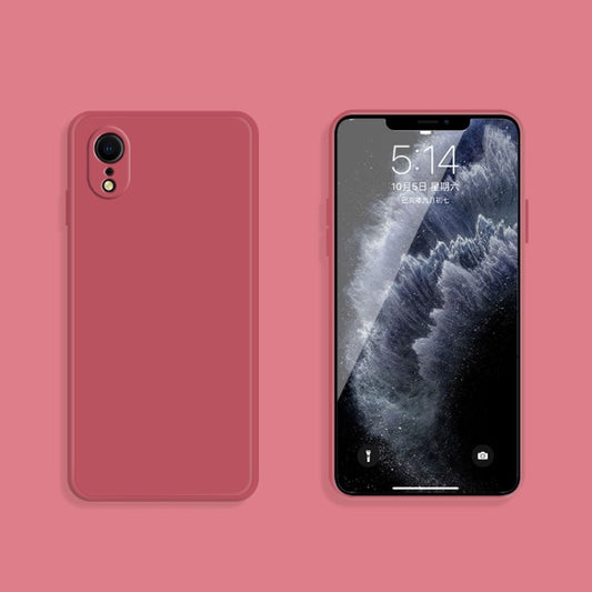 For iPhone XR Solid Color Imitation Liquid Silicone Straight Edge Dropproof Full Coverage Protective Case(Red) - More iPhone Cases by buy2fix | Online Shopping UK | buy2fix