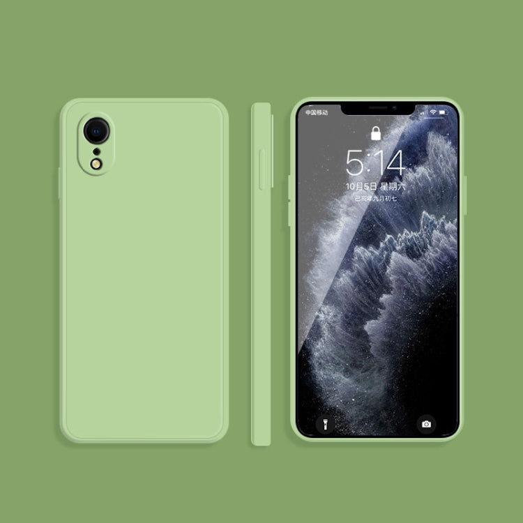 For iPhone XR Solid Color Imitation Liquid Silicone Straight Edge Dropproof Full Coverage Protective Case(Matcha Green) - More iPhone Cases by buy2fix | Online Shopping UK | buy2fix