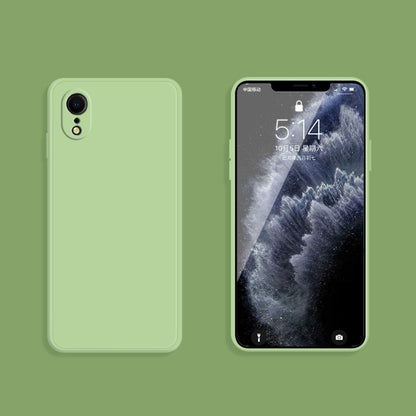 For iPhone XR Solid Color Imitation Liquid Silicone Straight Edge Dropproof Full Coverage Protective Case(Matcha Green) - More iPhone Cases by buy2fix | Online Shopping UK | buy2fix