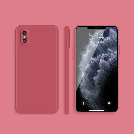 For iPhone XS Max Solid Color Imitation Liquid Silicone Straight Edge Dropproof Full Coverage Protective Case(Red) - More iPhone Cases by buy2fix | Online Shopping UK | buy2fix