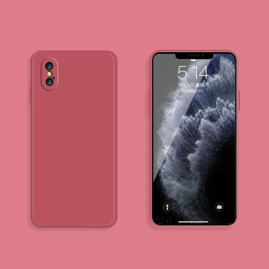 For iPhone XS Max Solid Color Imitation Liquid Silicone Straight Edge Dropproof Full Coverage Protective Case(Red) - More iPhone Cases by buy2fix | Online Shopping UK | buy2fix