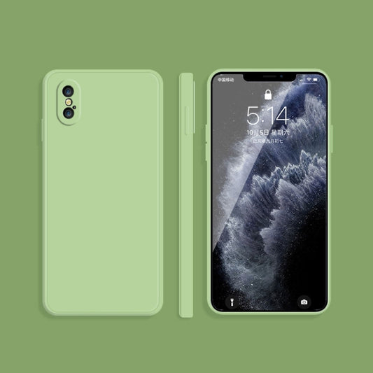 For iPhone XS Max Solid Color Imitation Liquid Silicone Straight Edge Dropproof Full Coverage Protective Case(Matcha Green) - More iPhone Cases by buy2fix | Online Shopping UK | buy2fix