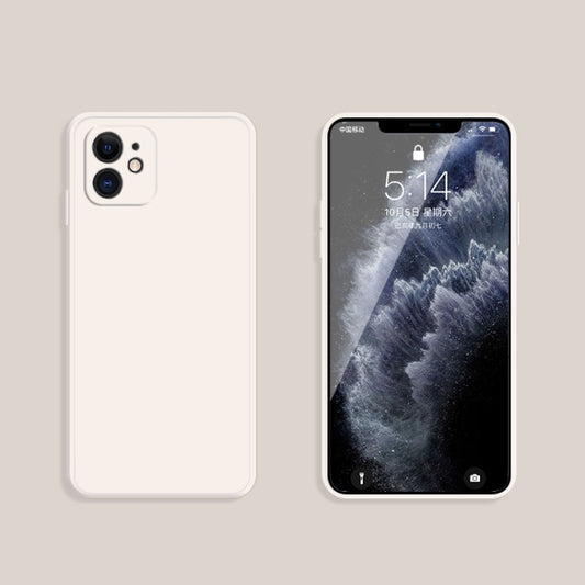 For iPhone 11 Solid Color Imitation Liquid Silicone Straight Edge Dropproof Full Coverage Protective Case (White) - iPhone 11 Cases by buy2fix | Online Shopping UK | buy2fix