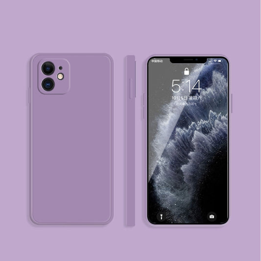 For iPhone 11 Solid Color Imitation Liquid Silicone Straight Edge Dropproof Full Coverage Protective Case (Purple) - iPhone 11 Cases by buy2fix | Online Shopping UK | buy2fix