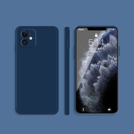 For iPhone 11 Solid Color Imitation Liquid Silicone Straight Edge Dropproof Full Coverage Protective Case (Blue) - iPhone 11 Cases by buy2fix | Online Shopping UK | buy2fix
