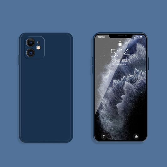 For iPhone 11 Solid Color Imitation Liquid Silicone Straight Edge Dropproof Full Coverage Protective Case (Blue) - iPhone 11 Cases by buy2fix | Online Shopping UK | buy2fix
