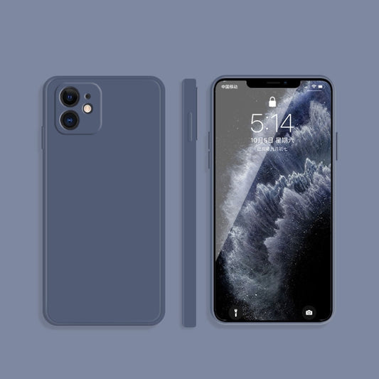 For iPhone 11 Solid Color Imitation Liquid Silicone Straight Edge Dropproof Full Coverage Protective Case (Gray) - iPhone 11 Cases by buy2fix | Online Shopping UK | buy2fix