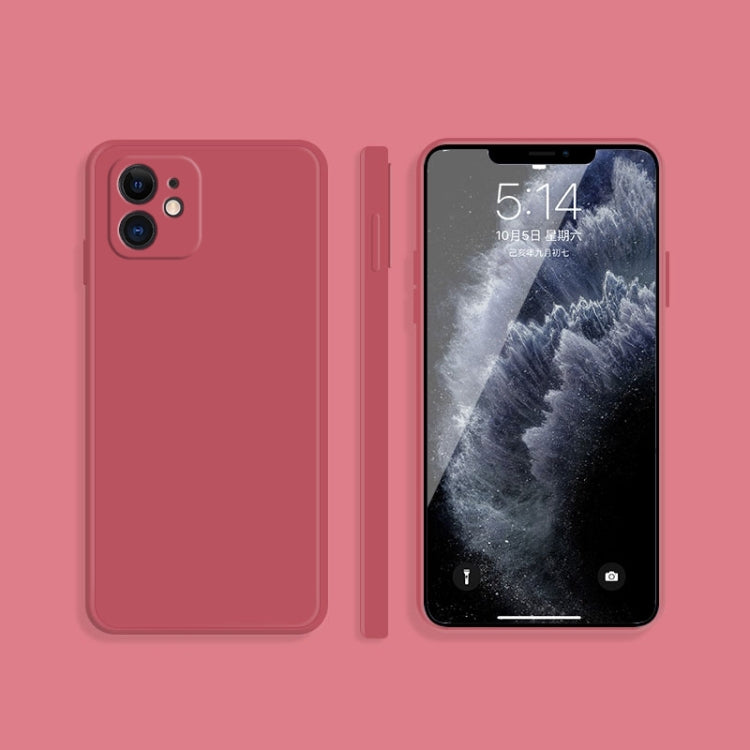 For iPhone 11 Solid Color Imitation Liquid Silicone Straight Edge Dropproof Full Coverage Protective Case (Red) - iPhone 11 Cases by buy2fix | Online Shopping UK | buy2fix