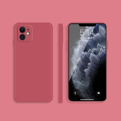 For iPhone 11 Solid Color Imitation Liquid Silicone Straight Edge Dropproof Full Coverage Protective Case (Red) - iPhone 11 Cases by buy2fix | Online Shopping UK | buy2fix