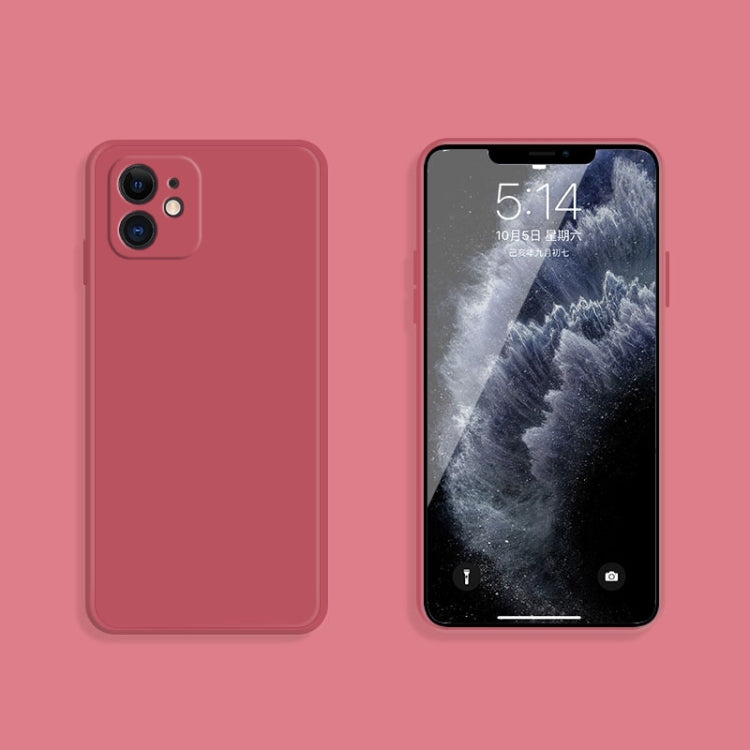 For iPhone 11 Solid Color Imitation Liquid Silicone Straight Edge Dropproof Full Coverage Protective Case (Red) - iPhone 11 Cases by buy2fix | Online Shopping UK | buy2fix