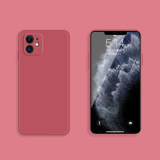 For iPhone 11 Solid Color Imitation Liquid Silicone Straight Edge Dropproof Full Coverage Protective Case (Red) - iPhone 11 Cases by buy2fix | Online Shopping UK | buy2fix