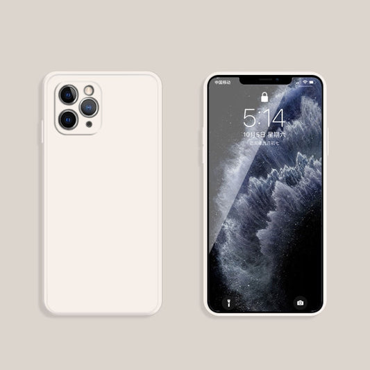 For iPhone 11 Pro Solid Color Imitation Liquid Silicone Straight Edge Dropproof Full Coverage Protective Case (White) - iPhone 11 Pro Cases by buy2fix | Online Shopping UK | buy2fix
