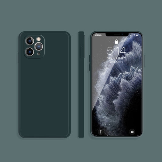 For iPhone 11 Pro Max Solid Color Imitation Liquid Silicone Straight Edge Dropproof Full Coverage Protective Case (Dark Green) - iPhone 11 Pro Max Cases by buy2fix | Online Shopping UK | buy2fix