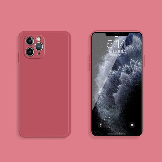 For iPhone 11 Pro Max Solid Color Imitation Liquid Silicone Straight Edge Dropproof Full Coverage Protective Case (Red) - iPhone 11 Pro Max Cases by buy2fix | Online Shopping UK | buy2fix
