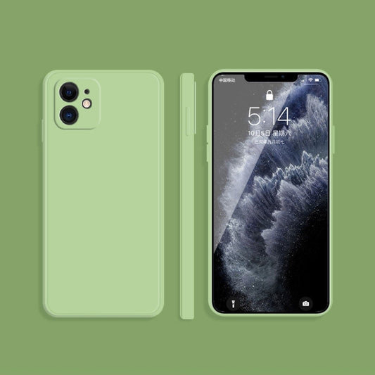 For iPhone 12 mini Solid Color Imitation Liquid Silicone Straight Edge Dropproof Full Coverage Protective Case (Matcha Green) - iPhone 12 mini Cases by buy2fix | Online Shopping UK | buy2fix