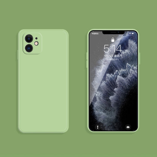 For iPhone 12 mini Solid Color Imitation Liquid Silicone Straight Edge Dropproof Full Coverage Protective Case (Matcha Green) - iPhone 12 mini Cases by buy2fix | Online Shopping UK | buy2fix