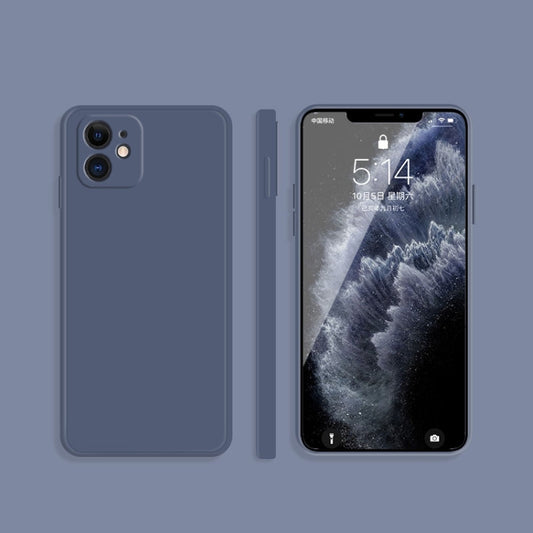 For iPhone 12 Solid Color Imitation Liquid Silicone Straight Edge Dropproof Full Coverage Protective Case(Gray) - iPhone 12 / 12 Pro Cases by buy2fix | Online Shopping UK | buy2fix