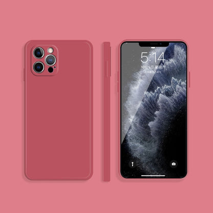 For iPhone 12 Pro Solid Color Imitation Liquid Silicone Straight Edge Dropproof Full Coverage Protective Case(Red) - iPhone 12 / 12 Pro Cases by buy2fix | Online Shopping UK | buy2fix