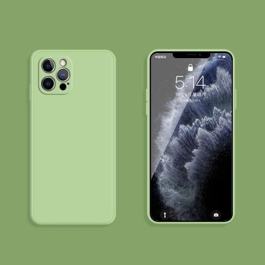 For iPhone 12 Pro Solid Color Imitation Liquid Silicone Straight Edge Dropproof Full Coverage Protective Case(Matcha Green) - iPhone 12 / 12 Pro Cases by buy2fix | Online Shopping UK | buy2fix