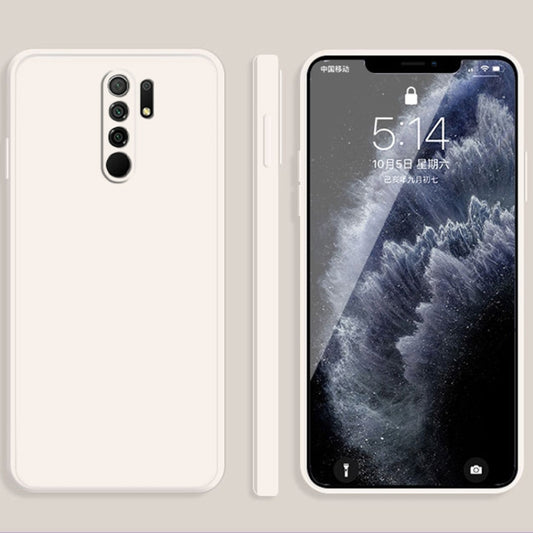 For Xiaomi Redmi 9 Solid Color Imitation Liquid Silicone Straight Edge Dropproof Full Coverage Protective Case(White) - Xiaomi Cases by buy2fix | Online Shopping UK | buy2fix