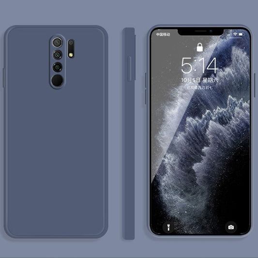 For Xiaomi Redmi 9 Solid Color Imitation Liquid Silicone Straight Edge Dropproof Full Coverage Protective Case(Grey) - Xiaomi Cases by buy2fix | Online Shopping UK | buy2fix
