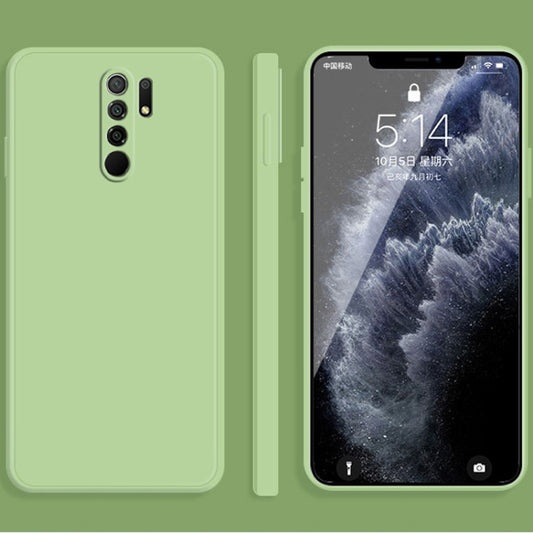 For Xiaomi Redmi 9 Solid Color Imitation Liquid Silicone Straight Edge Dropproof Full Coverage Protective Case(Matcha Green) - Xiaomi Cases by buy2fix | Online Shopping UK | buy2fix
