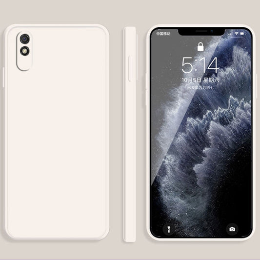 For Xiaomi Redmi 9A Solid Color Imitation Liquid Silicone Straight Edge Dropproof Full Coverage Protective Case(White) - Xiaomi Cases by buy2fix | Online Shopping UK | buy2fix