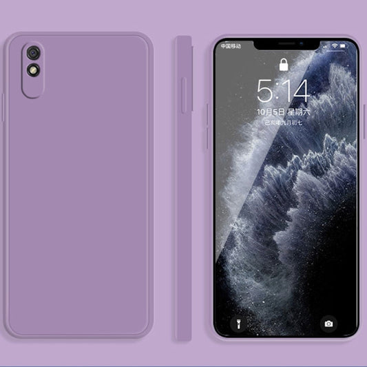 For Xiaomi Redmi 9A Solid Color Imitation Liquid Silicone Straight Edge Dropproof Full Coverage Protective Case(Purple) - Xiaomi Cases by buy2fix | Online Shopping UK | buy2fix