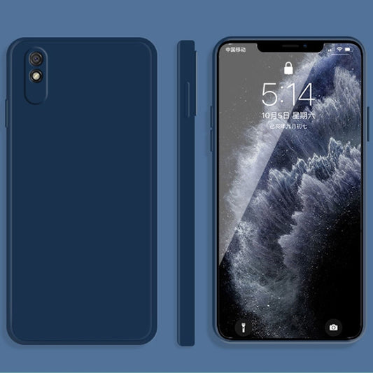 For Xiaomi Redmi 9A Solid Color Imitation Liquid Silicone Straight Edge Dropproof Full Coverage Protective Case(Blue) - Xiaomi Cases by buy2fix | Online Shopping UK | buy2fix