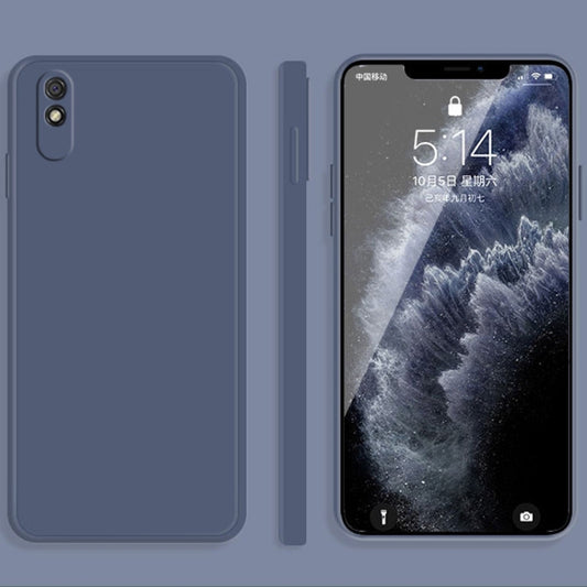 For Xiaomi Redmi 9A Solid Color Imitation Liquid Silicone Straight Edge Dropproof Full Coverage Protective Case(Grey) - Xiaomi Cases by buy2fix | Online Shopping UK | buy2fix