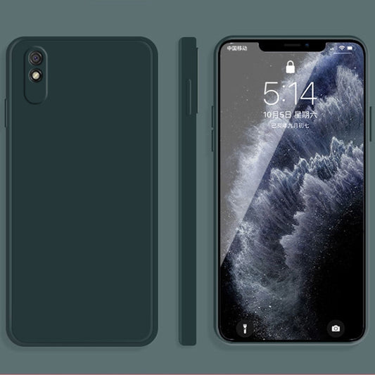 For Xiaomi Redmi 9A Solid Color Imitation Liquid Silicone Straight Edge Dropproof Full Coverage Protective Case(Dark Green) - Xiaomi Cases by buy2fix | Online Shopping UK | buy2fix