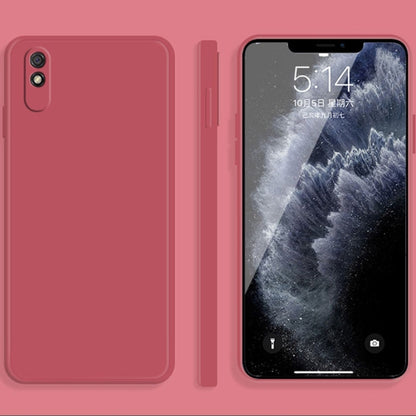 For Xiaomi Redmi 9A Solid Color Imitation Liquid Silicone Straight Edge Dropproof Full Coverage Protective Case(Red) - Xiaomi Cases by buy2fix | Online Shopping UK | buy2fix