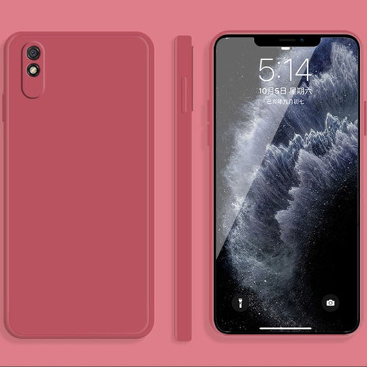 For Xiaomi Redmi 9A Solid Color Imitation Liquid Silicone Straight Edge Dropproof Full Coverage Protective Case(Red) - Xiaomi Cases by buy2fix | Online Shopping UK | buy2fix