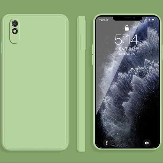 For Xiaomi Redmi 9A Solid Color Imitation Liquid Silicone Straight Edge Dropproof Full Coverage Protective Case(Matcha Green)