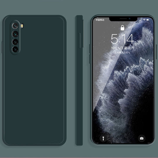 For Xiaomi Redmi Note 8 Solid Color Imitation Liquid Silicone Straight Edge Dropproof Full Coverage Protective Case(Dark Green)