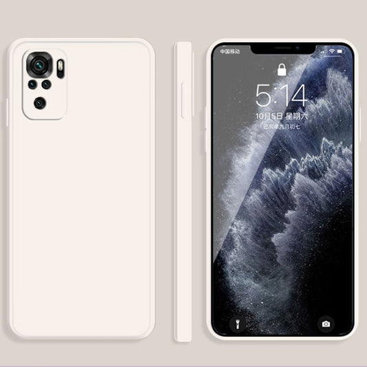 For Xiaomi Redmi Note 10 Solid Color Imitation Liquid Silicone Straight Edge Dropproof Full Coverage Protective Case(White) - Xiaomi Cases by buy2fix | Online Shopping UK | buy2fix