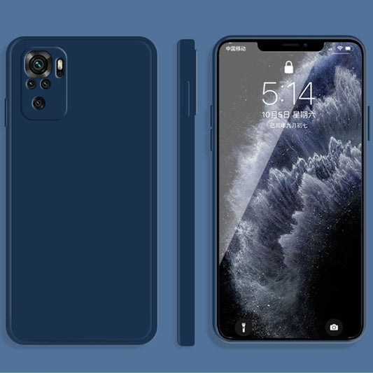 For Xiaomi Redmi Note 10 Solid Color Imitation Liquid Silicone Straight Edge Dropproof Full Coverage Protective Case(Blue) - Xiaomi Cases by buy2fix | Online Shopping UK | buy2fix