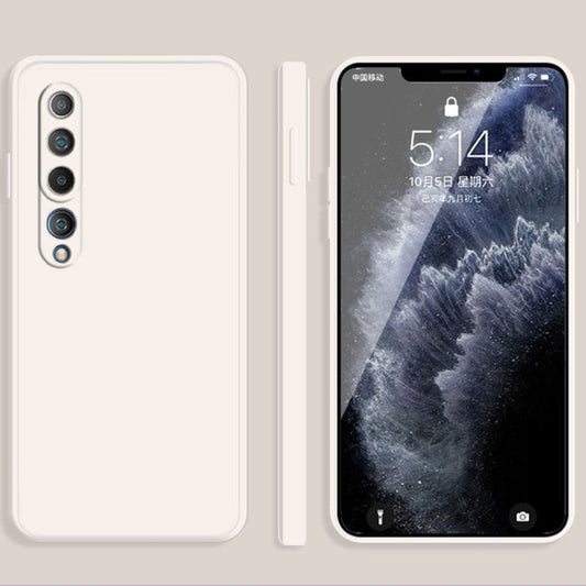 For Xiaomi Mi 10 Solid Color Imitation Liquid Silicone Straight Edge Dropproof Full Coverage Protective Case(White) - Xiaomi Cases by buy2fix | Online Shopping UK | buy2fix