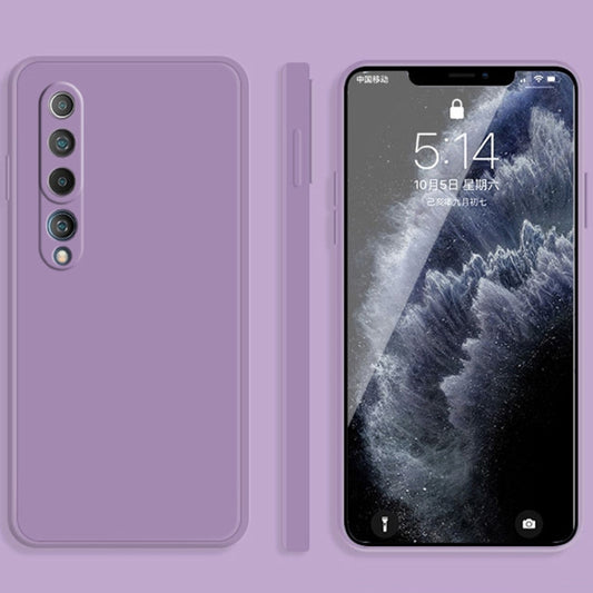 For Xiaomi Mi 10 Solid Color Imitation Liquid Silicone Straight Edge Dropproof Full Coverage Protective Case(Purple) - Xiaomi Cases by buy2fix | Online Shopping UK | buy2fix