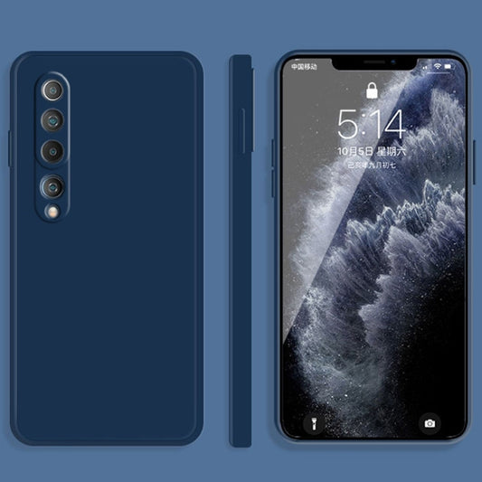 For Xiaomi Mi 10 Solid Color Imitation Liquid Silicone Straight Edge Dropproof Full Coverage Protective Case(Blue) - Xiaomi Cases by buy2fix | Online Shopping UK | buy2fix