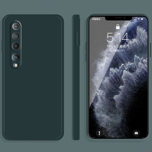 For Xiaomi Mi 10 Solid Color Imitation Liquid Silicone Straight Edge Dropproof Full Coverage Protective Case(Dark Green) - Xiaomi Cases by buy2fix | Online Shopping UK | buy2fix