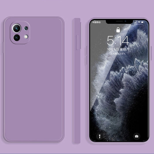 For Xiaomi Mi 11 Solid Color Imitation Liquid Silicone Straight Edge Dropproof Full Coverage Protective Case(Purple) - Xiaomi Cases by buy2fix | Online Shopping UK | buy2fix