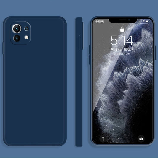 For Xiaomi Mi 11 Solid Color Imitation Liquid Silicone Straight Edge Dropproof Full Coverage Protective Case(Blue) - Xiaomi Cases by buy2fix | Online Shopping UK | buy2fix