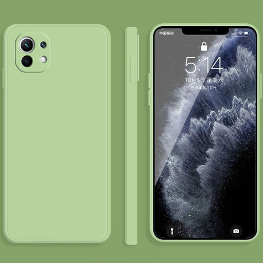 For Xiaomi Mi 11 Solid Color Imitation Liquid Silicone Straight Edge Dropproof Full Coverage Protective Case(Matcha Green) - Xiaomi Cases by buy2fix | Online Shopping UK | buy2fix
