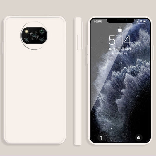 For Xiaomi Poco X3 NFC / Poco X3 Pro Solid Color Imitation Liquid Silicone Straight Edge Dropproof Full Coverage Protective Case(White) - Xiaomi Cases by buy2fix | Online Shopping UK | buy2fix