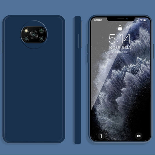For Xiaomi Poco X3 NFC / Poco X3 Pro Solid Color Imitation Liquid Silicone Straight Edge Dropproof Full Coverage Protective Case(Blue) - Xiaomi Cases by buy2fix | Online Shopping UK | buy2fix